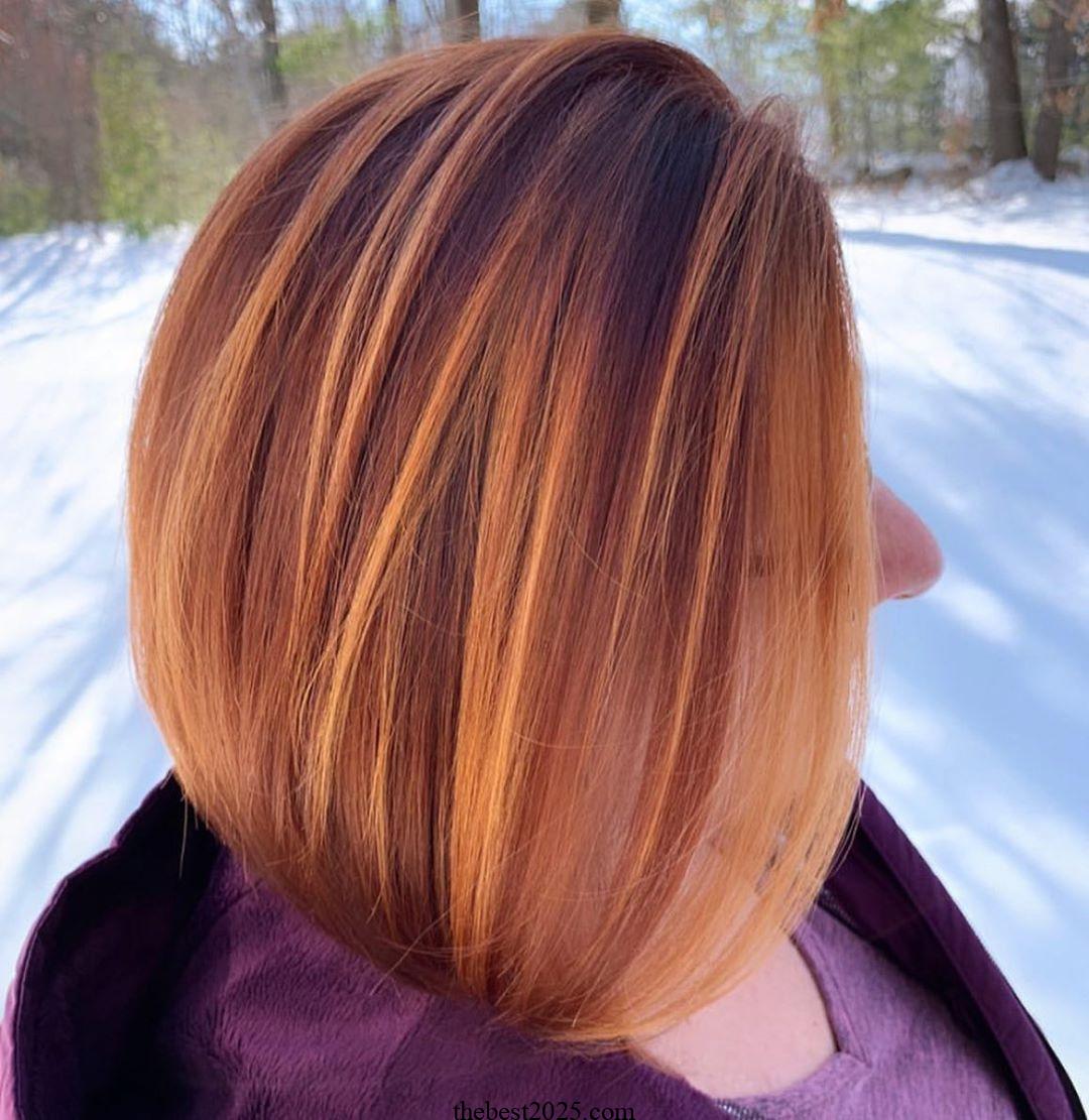 13 Vivid Copper Lob with See-Through Fringe in 2024 3