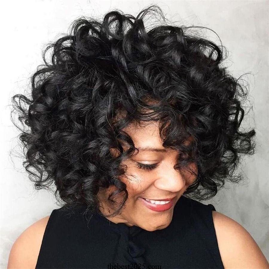 12+ Voluminous Curly Long Bob with Curly Bangs in 2024 3